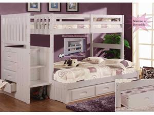 Discovery World Furniture White Staircase Bunk Bed Twin/Full (Stair Stepper) with 3 Drawer Storage Discovery World Furniture White Staircase Bunk Bed Twin/Full (Stair Stepper) with 3 Drawer Storage