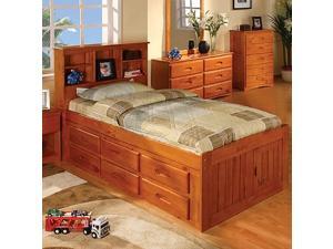 Discovery World Furniture Honey Bookcase Captains Bed Twin With 12 Drawer Storage (6 on each side) Discovery World Furniture Honey Bookcase Captains Bed Twin With 12 Drawer Storage (6 on each side)