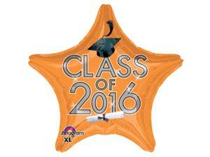Anagram Class of 2016 Grad Cap Star Jr Shape 19" Foil Balloon Orange Anagram Class of 2016 Grad Cap Star Jr Shape 19" Foil Balloon Orange