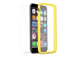 Apple iPhone 6 plus 5.5 inch Hard Cover and Silicone Protective Case - Hybrid Front and Back Clear/ Solid Gold Bumper Apple iPhone 6 plus 5.5 inch Hard Cover and Silicone Protective Case - Hybrid Front and Back Clear/ Solid Gold Bumper