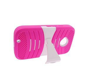 Motorola Moto E LTE 2nd Gen 2015 Hard Cover and Silicone Protective Case - Hybrid Hot Pink/White w/ Stand Motorola Moto E LTE 2nd Gen 2015 Hard Cover and Silicone Protective Case - Hybrid Hot Pink/White w/ Stand
