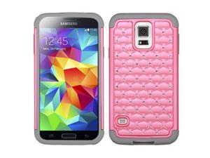 Pink/Gray Bling Rhinestone Impact/Silicone Protector Case for Samsung Galaxy S 5 Pink/Gray Bling Rhinestone Impact/Silicone Protector Case for Samsung Galaxy S 5