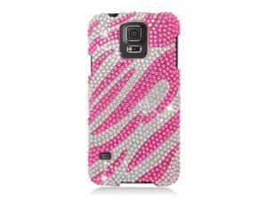Samsung Galaxy S5 G900 Hard Case Cover - Zebra Hot Pink White w/ Full Rhinestones Samsung Galaxy S5 G900 Hard Case Cover - Zebra Hot Pink White w/ Full Rhinestones