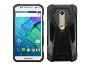 Motorola Moto X Style Pure Edition 3rd Hard Cover and Silicone Protective Case - Hybrid Black/ Black Transformer With Stand Motorola Moto X Style Pure Edition 3rd Hard Cover and Silicone Protective Case - Hybrid Black/ Black Transformer With Stand