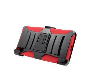 Sony Xperia Z4v Hard Cover and Silicone Protective Case - Hybrid Black/Red Curve Stand w/ Holster Sony Xperia Z4v Hard Cover and Silicone Protective Case - Hybrid Black/Red Curve Stand w/ Holster