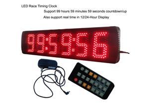 5" High Character 6 Digit LED Race Clock Adjustable Ultra brightness Red Color Remote Control Easy to Operate 5" High Character 6 Digit LED Race Clock Adjustable Ultra brightness Red Color Remote Control Easy to Operate