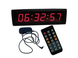 1.8" 6 digits LED Wall Clock Support 12/24 Hour Display & Countdown/up Functions in HRS MINTS SECS IR Remote Control 1.8" 6 digits LED Wall Clock Support 12/24 Hour Display & Countdown/up Functions in HRS MINTS SECS IR Remote Control