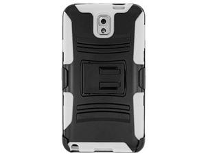 Premium Hybrid Double Layer Armor Case Cover with Holster For Samsung GALAXY Note 3 SM-N900A/ N900/ N9000/ N9005 - Black/ White + Screen Protector Premium Hybrid Double Layer Armor Case Cover with Holster For Samsung GALAXY Note 3 SM-N900A/ N900/ N9000/ N9005 - Black/ White + Screen Protector