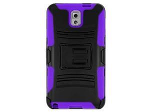 Premium Hybrid Double Layer Armor Case Cover with Holster For Samsung GALAXY Note 3 SM-N900A/ N900/ N9000/ N9005 - Black/ Purple + Screen Protector Premium Hybrid Double Layer Armor Case Cover with Holster For Samsung GALAXY Note 3 SM-N900A/ N900/ N9000/ N9005 - Black/ Purple + Screen Protector