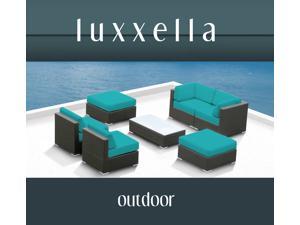 Luxxella Outdoor Patio Wicker MALLINA Sofa Sectional Furniture 7pc All Weather Couch Set TURQUOISE Luxxella Outdoor Patio Wicker MALLINA Sofa Sectional Furniture 7pc All Weather Couch Set TURQUOISE
