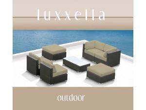 Luxxella Outdoor Patio Wicker MALLINA Sofa Sectional Furniture 7pc All Weather Couch Set Light Beige Luxxella Outdoor Patio Wicker MALLINA Sofa Sectional Furniture 7pc All Weather Couch Set Light Beige