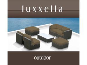 Luxxella Outdoor Patio Wicker MALLINA Sofa Sectional Furniture 7pc All Weather Couch Set Taupe Luxxella Outdoor Patio Wicker MALLINA Sofa Sectional Furniture 7pc All Weather Couch Set Taupe