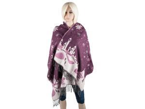 Aerusi Woman’s Reversible Snow Village Blanket Cashmere Scarf Wrap Oversized Shawl with Fringes (Purple Snowflake) Aerusi Woman’s Reversible Snow Village Blanket Cashmere Scarf Wrap Oversized Shawl with Fringes (Purple Snowflake)