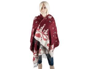 Aerusi Woman’s Reversible Snow Village Blanket Cashmere Scarf Wrap Oversized Shawl with Fringes (Red Snowflake) Aerusi Woman’s Reversible Snow Village Blanket Cashmere Scarf Wrap Oversized Shawl with Fringes (Red Snowflake)