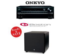 Onkyo TX-NR747 7.2-Channel Networking A/V Receiver + A Boston Acoustics ASW250 10-Inch 250-Watt Powered Subwoofer Bundle Onkyo TX-NR747 7.2-Channel Networking A/V Receiver + A Boston Acoustics ASW250 10-Inch 250-Watt Powered Subwoofer Bundle
