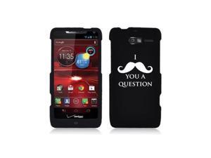 Motorola Droid Razr M XT907 Snap On 2 Piece Rubber Hard Case Cover I Mustache You A Question (Black) Motorola Droid Razr M XT907 Snap On 2 Piece Rubber Hard Case Cover I Mustache You A Question (Black)
