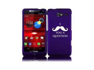 Motorola Droid Razr M XT907 Snap On 2 Piece Rubber Hard Case Cover I Mustache You A Question (Purple) Motorola Droid Razr M XT907 Snap On 2 Piece Rubber Hard Case Cover I Mustache You A Question (Purple)