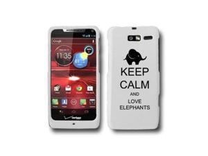 Motorola Droid Razr M XT907 Snap On 2 Piece Rubber Hard Case Cover Keep Calm and Love Elephants (White) Motorola Droid Razr M XT907 Snap On 2 Piece Rubber Hard Case Cover Keep Calm and Love Elephants (White)