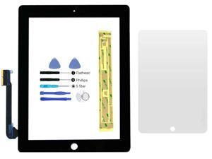Black Digitizer Glass Lens Screen Replacement for iPad 3 & iPad 4 + Adhesive + Tools + Screen Protector (No LCD) Black Digitizer Glass Lens Screen Replacement for iPad 3 & iPad 4 + Adhesive + Tools + Screen Protector (No LCD)