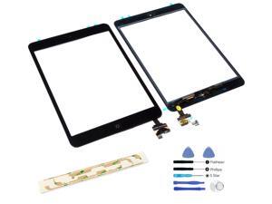 iPad Mini 1 & 2 Black Front Digitizer Glass Lens Screen Full Front Assembly (with Home Button Flex Cable, Camera Holder + IC Chip) + Adhesive + Tools iPad Mini 1 & 2 Black Front Digitizer Glass Lens Screen Full Front Assembly (with Home Button Flex Cable, Camera Holder + IC Chip) + Adhesive + Tools