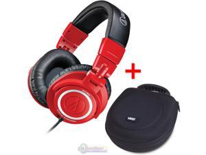 Audio-Technica ATH-M50 Studio Monitor Headphones Red & UDG U8200BL Large Headphone Hardcase Black - Bundle Audio-Technica ATH-M50 Studio Monitor Headphones Red & UDG U8200BL Large Headphone Hardcase Black - Bundle