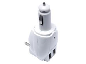 MaximalPower WHITE 3-in-1 Universal Dual USB Charger for Car DC Cigarette Lighter Power Outlet + Home Wall AC Adapter Plug MaximalPower WHITE 3-in-1 Universal Dual USB Charger for Car DC Cigarette Lighter Power Outlet + Home Wall AC Adapter Plug