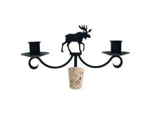 Village Wrought Iron C-WB-19 Moose Wine Bottle Topper - Candelabra Village Wrought Iron C-WB-19 Moose Wine Bottle Topper - Candelabra