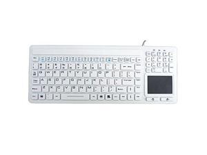 Silicone Waterproof USB Keyboard Touchpad IKB107 with IP68, White Silicone Waterproof USB Keyboard Touchpad IKB107 with IP68, White