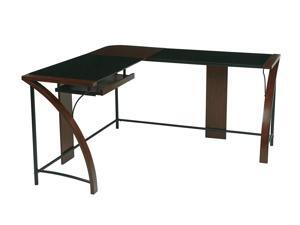 Office Star EMT25 Emette Home Office Corner Desk With L-Shape Workstation Design & Glass Top Office Star EMT25 Emette Home Office Corner Desk With L-Shape Workstation Design & Glass Top
