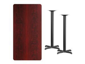 Flash Furniture XU-MAHTB-3060-T2222B-GG 30'' x 60'' Rectangular Mahogany Laminate Table Top with 22'' x 22'' Bar Height Table Bases Flash Furniture XU-MAHTB-3060-T2222B-GG 30'' x 60'' Rectangular Mahogany Laminate Table Top with 22'' x 22'' Bar Height Table Bases