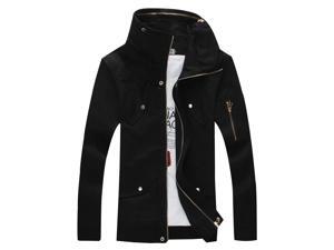 Shefetch Men's Fit Cotton Zip Up Long Sleeve Outerwear Jackets Black XXL Shefetch Men's Fit Cotton Zip Up Long Sleeve Outerwear Jackets Black XXL