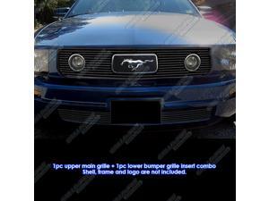 Fits 2005-2009 Ford Mustang V6 Pony Package Black Billet Grille Grill Combo # F61219H Fits 2005-2009 Ford Mustang V6 Pony Package Black Billet Grille Grill Combo # F61219H