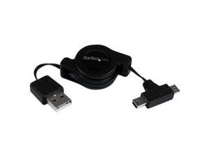 STARTECH Retractable USB Combo Cable - USB to Micro USB and Mini USB - USB cable - 2.5 ft - USBRETAUBMB STARTECH Retractable USB Combo Cable - USB to Micro USB and Mini USB - USB cable - 2.5 ft - USBRETAUBMB