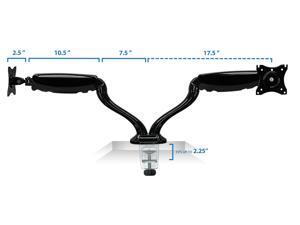 Mount-It! MI-1762 Full-Motion, Height Adjustable, Articulating, Gas-Spring Counterbalance Dual Monitor Arm, LCD Computer Display Stand, up to 27 Inch Monitors, VESA 75, 100 Pattern, 26.4 Lb Capacity Mount-It! MI-1762 Full-Motion, Height Adjustable, Articulating, Gas-Spring Counterbalance Dual Monitor Arm, LCD Computer Display Stand, up to 27 Inch Monitors, VESA 75, 100 Pattern, 26.4 Lb Capacity