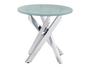 Zuo Modern Stance Side Table w/ Chrome Base & Round Crackled Glass Top Zuo Modern Stance Side Table w/ Chrome Base & Round Crackled Glass Top