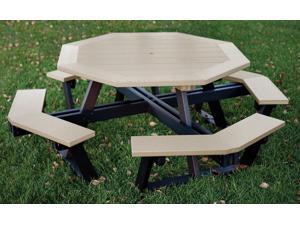 Eagle One Hexagon All Greenwood Picnic Table In Black/Driftwood Eagle One Hexagon All Greenwood Picnic Table In Black/Driftwood