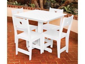 Eagle One 5 Piece Cafe Square Table Dining Set In White Eagle One 5 Piece Cafe Square Table Dining Set In White