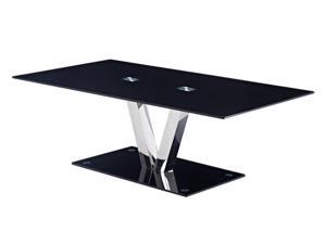 Global Furniture USA T655 Rectangular Black Glass Coffee Table w/ Chrome Legs Global Furniture USA T655 Rectangular Black Glass Coffee Table w/ Chrome Legs