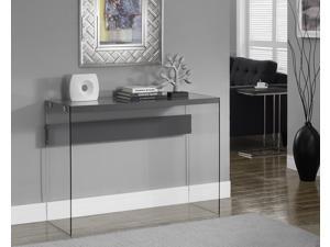 Monarch Specialties Glossy Grey Hollow-Core Tempered Glass Sofa Table I 3294 Monarch Specialties Glossy Grey Hollow-Core Tempered Glass Sofa Table I 3294