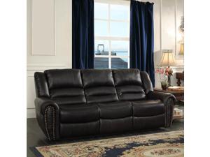 Homelegance Center Hill Double Reclining Sofa in Black Leather Homelegance Center Hill Double Reclining Sofa in Black Leather