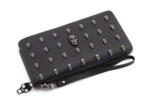 Woman Wallets Skull Rivet Leather Long Paragraph Large Capacity Skull Womens Wallets Wristlet Handbag Case Woman Wallets Skull Rivet Leather Long Paragraph Large Capacity Skull Womens Wallets Wristlet Handbag Case