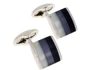 Genuine Striped Tri-Colored Onyx Sterling Silver Cufflinks Genuine Striped Tri-Colored Onyx Sterling Silver Cufflinks