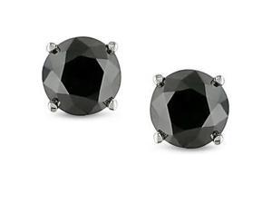 Genuine 3.50 Ctw Black Spinel Solitaire Studs In Sterling Silver Genuine 3.50 Ctw Black Spinel Solitaire Studs In Sterling Silver