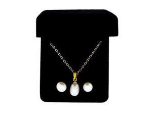 Genuine 14k Gold Plated 6mm White Freshwater Cultured Pearl Set Genuine 14k Gold Plated 6mm White Freshwater Cultured Pearl Set