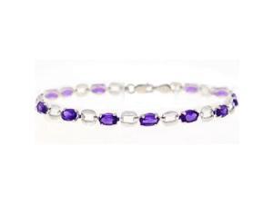 Genuine 8 Ct. Amethyst Line Bracelet In Sterling Silver Genuine 8 Ct. Amethyst Line Bracelet In Sterling Silver
