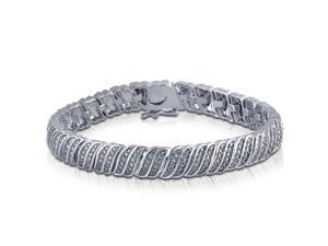 14K White Gold Plated 0.25 Cttw Double Row Diamond Bracelet 14K White Gold Plated 0.25 Cttw Double Row Diamond Bracelet