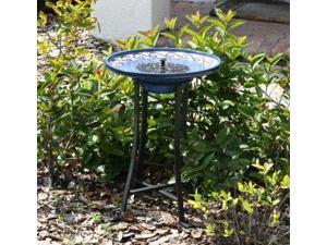 Mosaic Ceramic Solar Birdbath with Metal Stand Mosaic Ceramic Solar Birdbath with Metal Stand