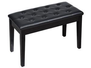 Black Ebony Wood Leather Piano Bench Padded Double Duet Keyboard Seat Storage Black Ebony Wood Leather Piano Bench Padded Double Duet Keyboard Seat Storage