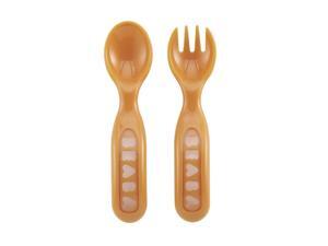 Beaba 2nd Stage Ergonomic Cutlery - Set of 2 - Orange Beaba 2nd Stage Ergonomic Cutlery - Set of 2 - Orange
