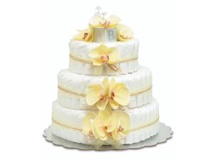Bloomers Baby Diaper Cake-Hawaiian Yellow Orchids with Yellow Tulle & Raffia Bloomers Baby Diaper Cake-Hawaiian Yellow Orchids with Yellow Tulle & Raffia